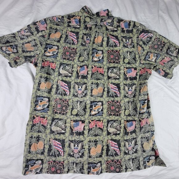 Reyn Spooner Dietrich Varez Mens 3XL 4th Of July Hawaiian Shirt America Outdoors - Picture 2 of 9